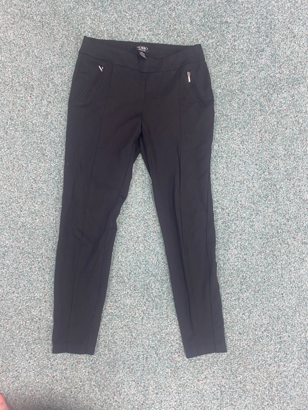 Soho Black Skinny Ponte Zip-Pocket Pants